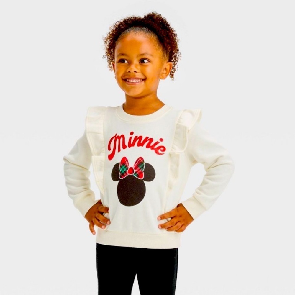 DISNEY MINNIE MOUSE PULLOVER SWEATSHIRT - CREAM VARIOUS SIZES (BRAND NEW) A11